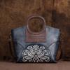 Vintage Embossing Handbags Genuine Leather Ladies Shoulder Bags for Women Ladies Crossbody Bags Purse