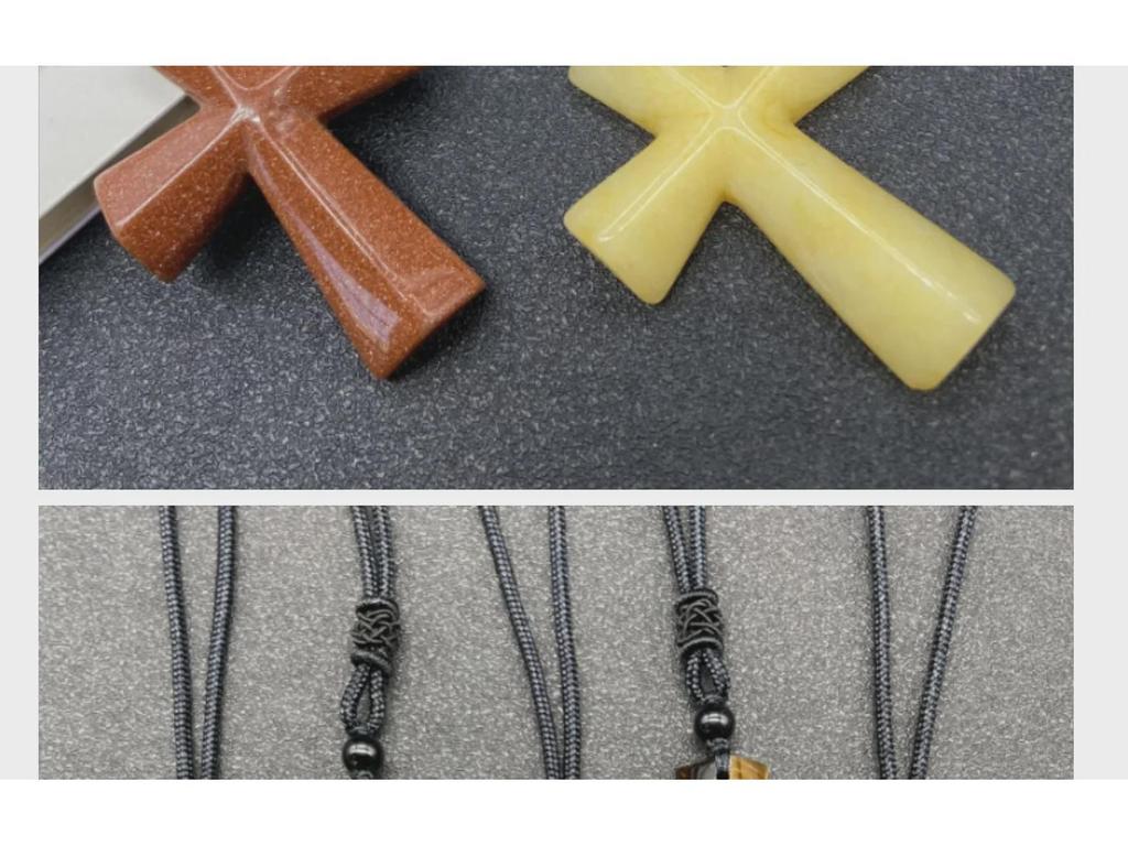 Ожерелье с крестом из агата - полудрагоценный камень, рождественский подарок, цепочка для свитера