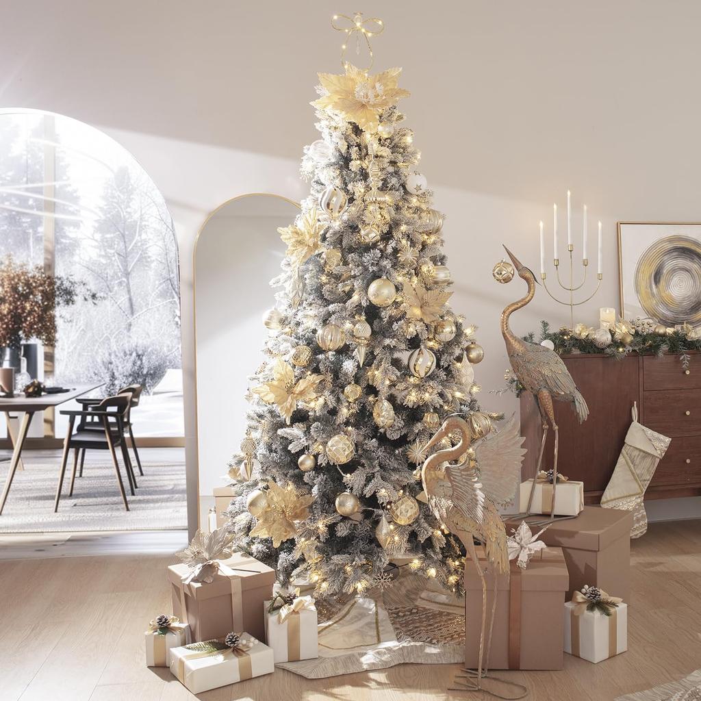 Valery Madelyn Christmas Pack of White Christmas Tree Proposal Wedding Store Elegant Ornaments, 6cm, 16, Gold, Platinum, Decorations, Decorations,