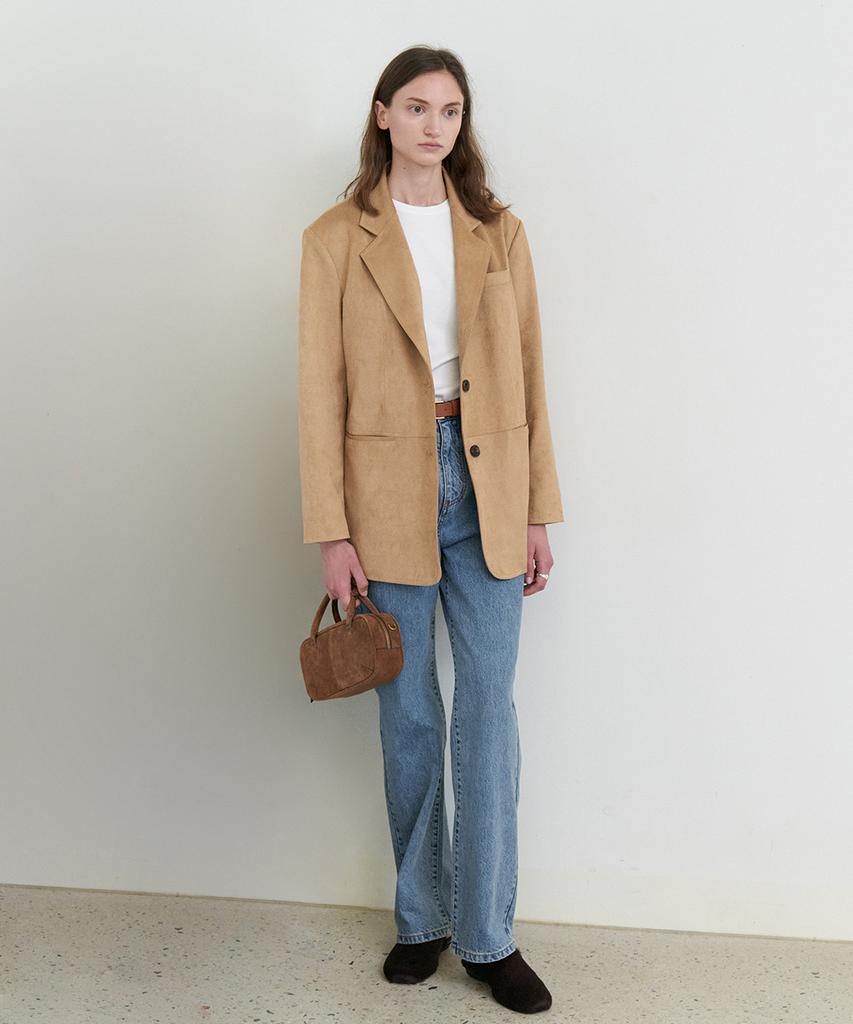 STEP AROUND Oversized Suede Jacket_Beige