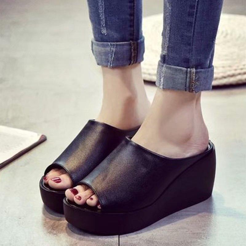 Summer Sexys Slippers Woman Wedges Platform Beach Flip Flops Sandals Slippers For Women Black Women Female Lady Shoes Zapatos Mujer