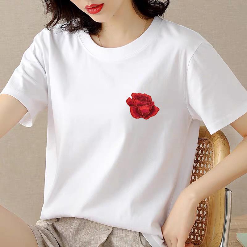 5 шт. наклеек с красной розой, нашивки для одежды, шляп, обуви, вышитые аппликации для ремонта своими руками