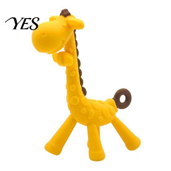 Baby Teething Pain Relief Giraffe Teether, Silicone Chewing Toy for Soothing Gums, Anti-Choking Teether Guard, Food Grade BPA-free Infants