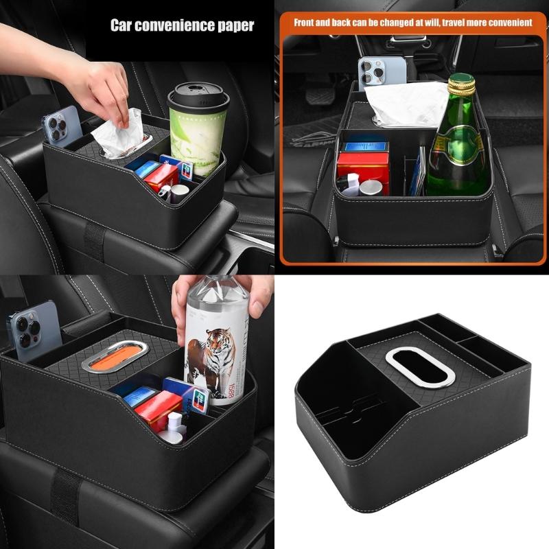 Car Center Console Storage Solution with Cup Holder, Leather Seating Organizers Suitable for Efficient Space Management