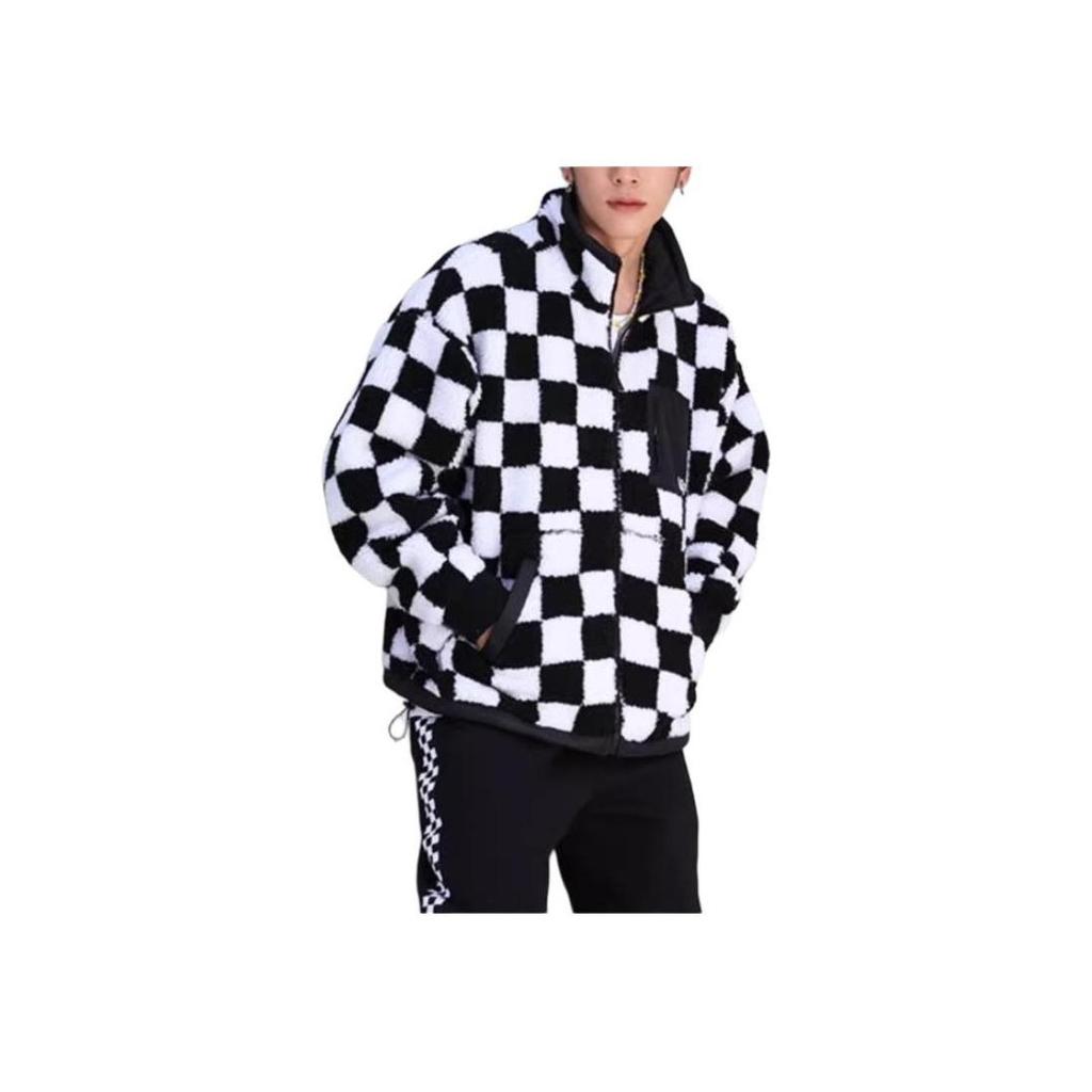 Vans Куртка-флис Шерпа в клетку Черно-белая Унисекс VN00091BBSU
