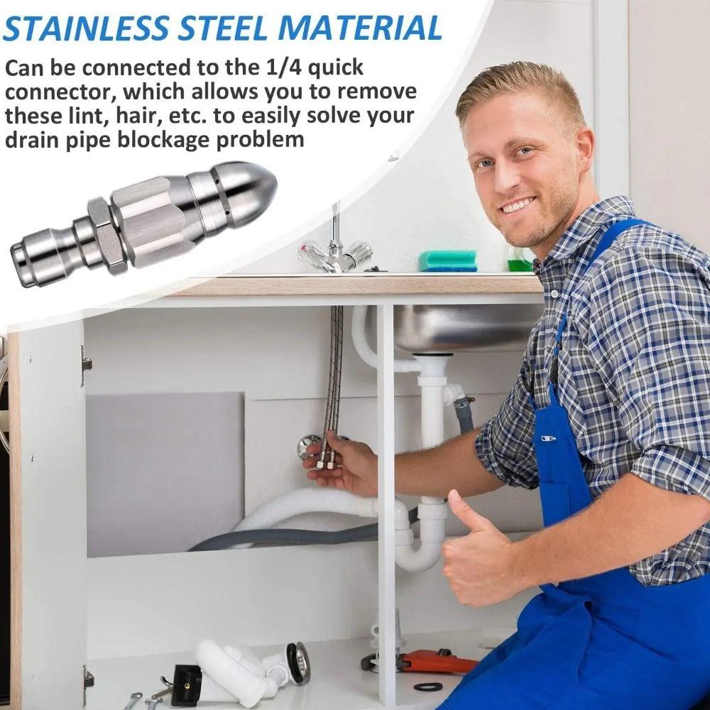 Насадка для прочистки канализации из нержавеющей стали, насадка «водяная крыса», вращающаяся насадка, насадка высокого давления, для дома