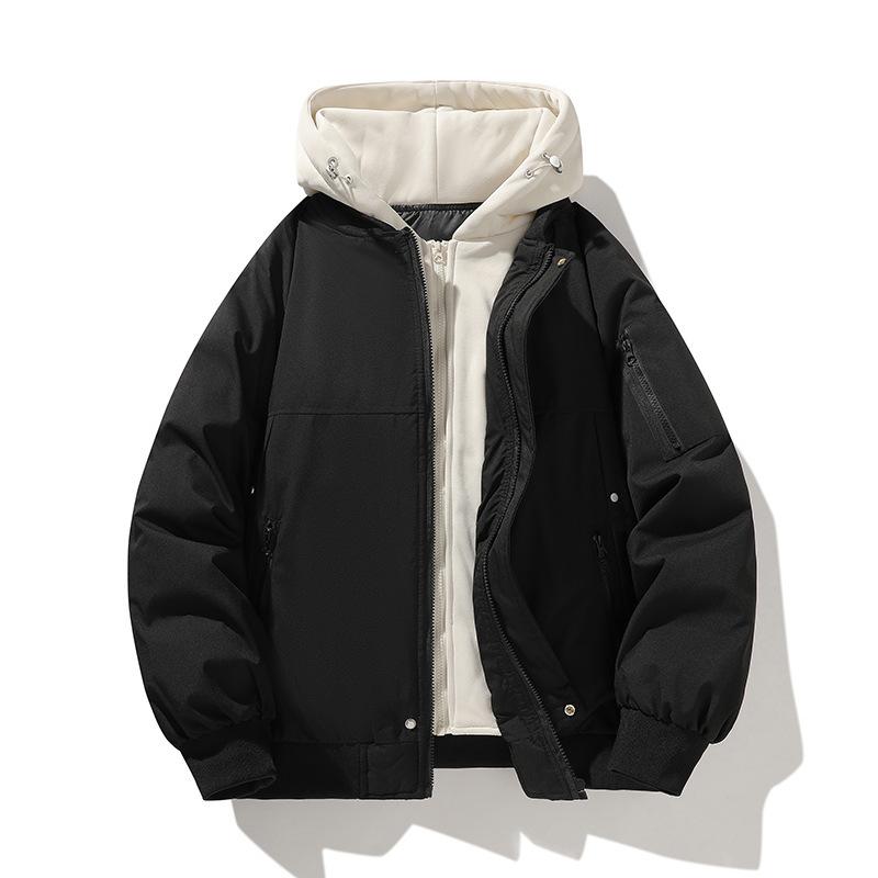 Зимняя Новая Модная Свободная Теплая Хлопковая Одежда из Двух Частей для Мужчин и Женщин с Одинаковой Курткой с Капюшоном