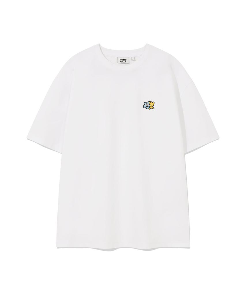 WACKY WILLY Kiki Lily Double Wappen Short Sleeve T-Shirt White