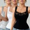 Женские кружевные топы-камисоль без рукавов, элегантные, однотонные, без набивки, подходят для всех сезонов