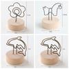 Ornament Home Decoration Photo Clips Picture Holder Frame Round Wooden Base Message Paper Support