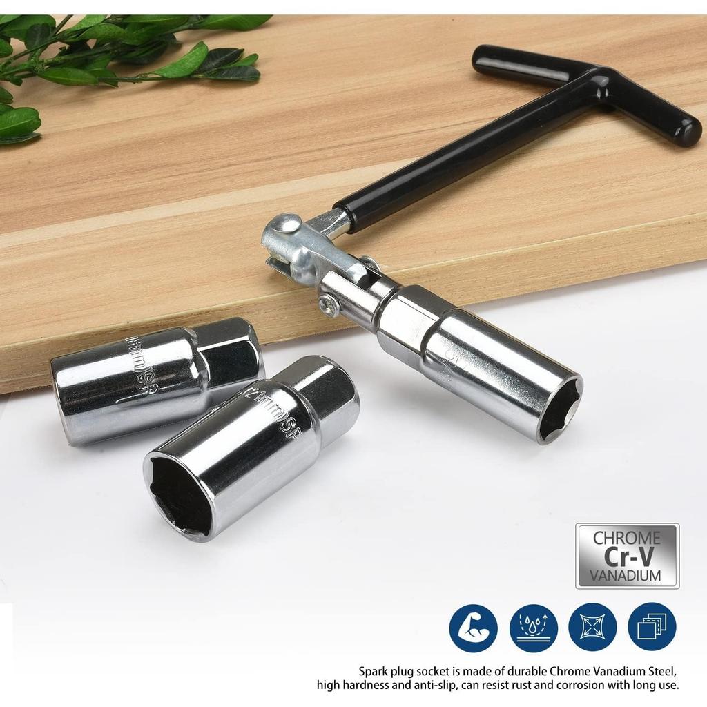 Ключ для свечей зажигания, набор ключей для свечей зажигания, 4 шт., 16 мм/18 мм/21 мм, свечи зажигания с Т-образной рукояткой, торцевой ключ для свечей зажигания