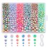 HappyHome Pearl Beads Handicraft Accessories Parts 4mm 6mm 8mm 10mm 6 Colors 1890 Pieces Multicolor Handmade Bracelet Handmade Accessories Crafts DIY