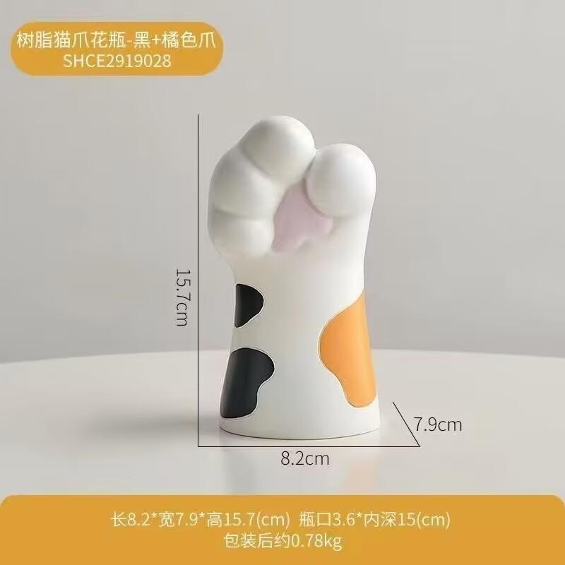 Cat Paw Resin Flower Vase Cute Cartoon Cat Claw Decorative Desktop Vase for Home Office Living Room Table Decor