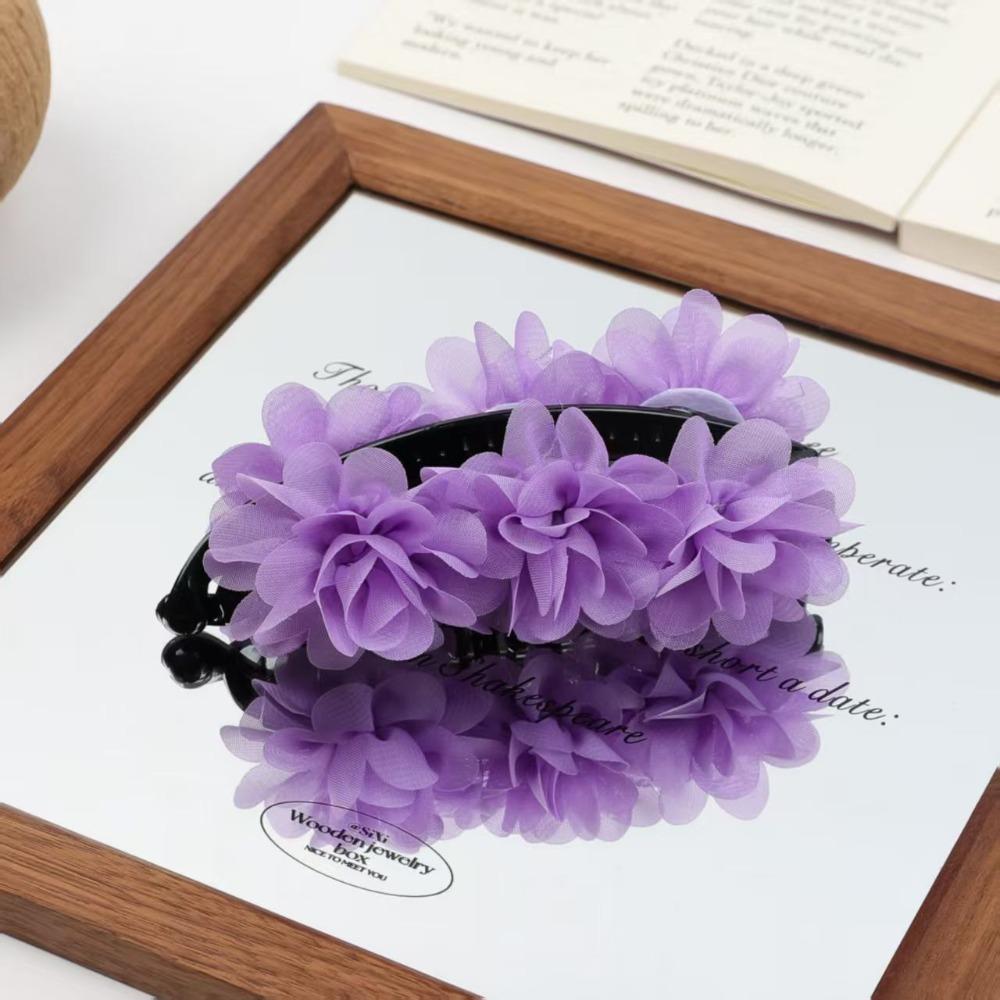 Korean Style Women Vertical Clip Sweet Floral Twisted Hair Clip Flower Banana Clips Summer