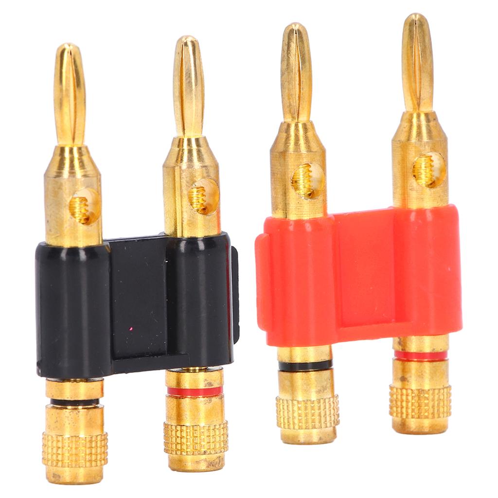 2Pcs Stackable Dual Banana Male Plug 2 Way Brass Connectors Speaker Wire Accessories 32A 1000V