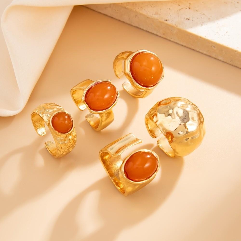 5pcs/7pcs Stackable Opening Rings Set Irregular Retro Metal Ring Chunky Smooth Rings Daily Wear