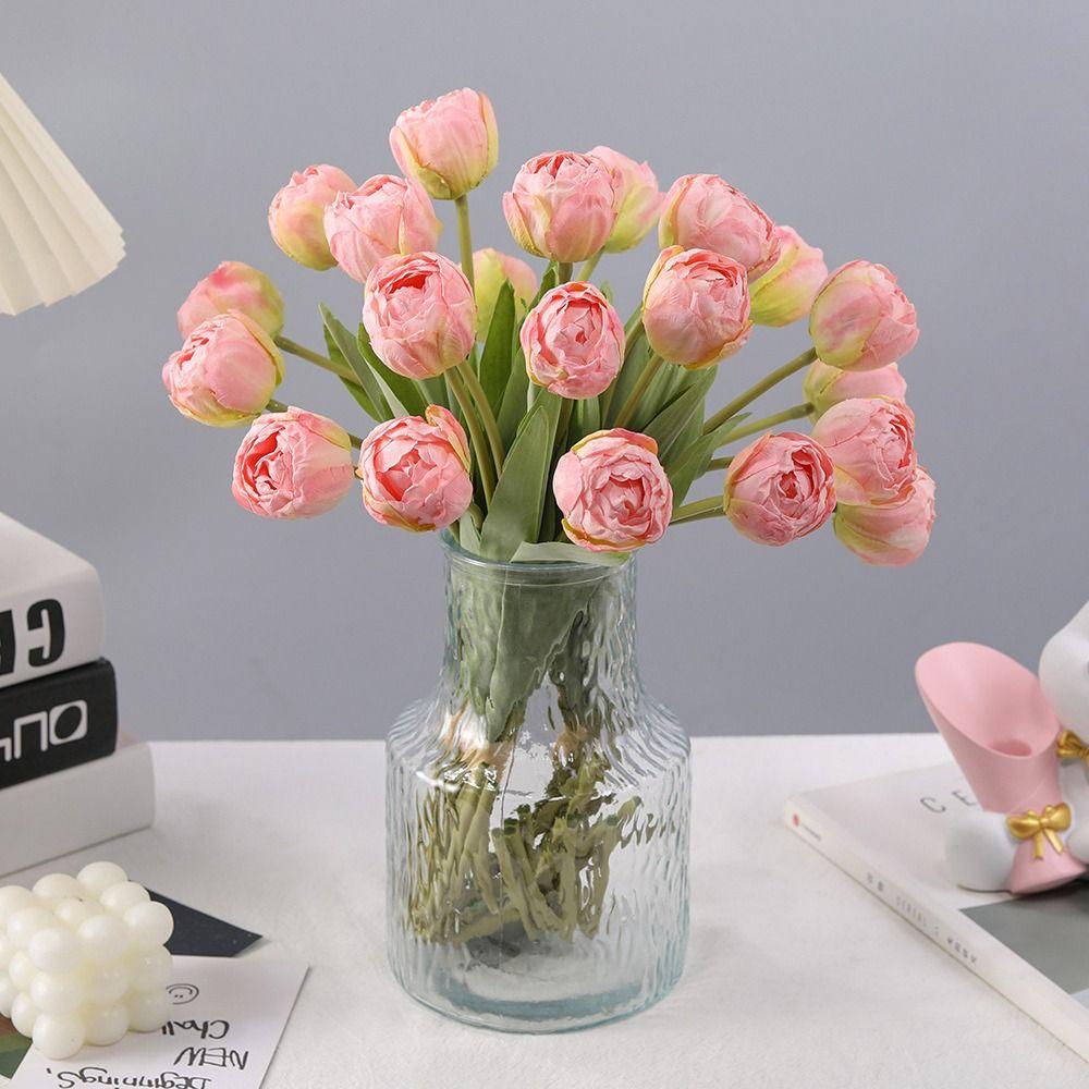 Realistic Artificial Tulip Branches Real Touch Fake Flowers Silk Tulip Flower Outdoor Garden Decor
