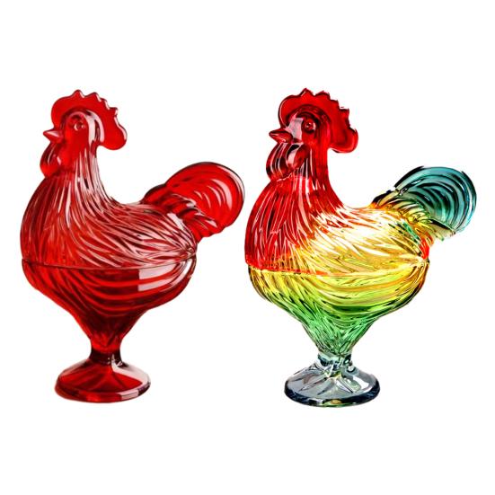 Стеклянная банка для конфет в виде петуха с крышкой, ручная работа, витражная чаша для закусок, декоративная фруктовая чаша для сладостей и орехов, декор для дома и гостиной.