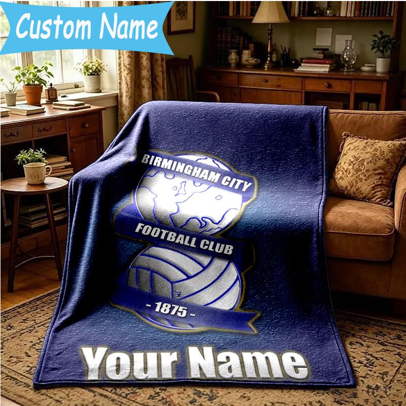 Custom Name Birmingham Football Club Blanket Bedding Blanket for Women Men, Soft Throw Blankets for Couch,Bed, picnic, Christmas gifts