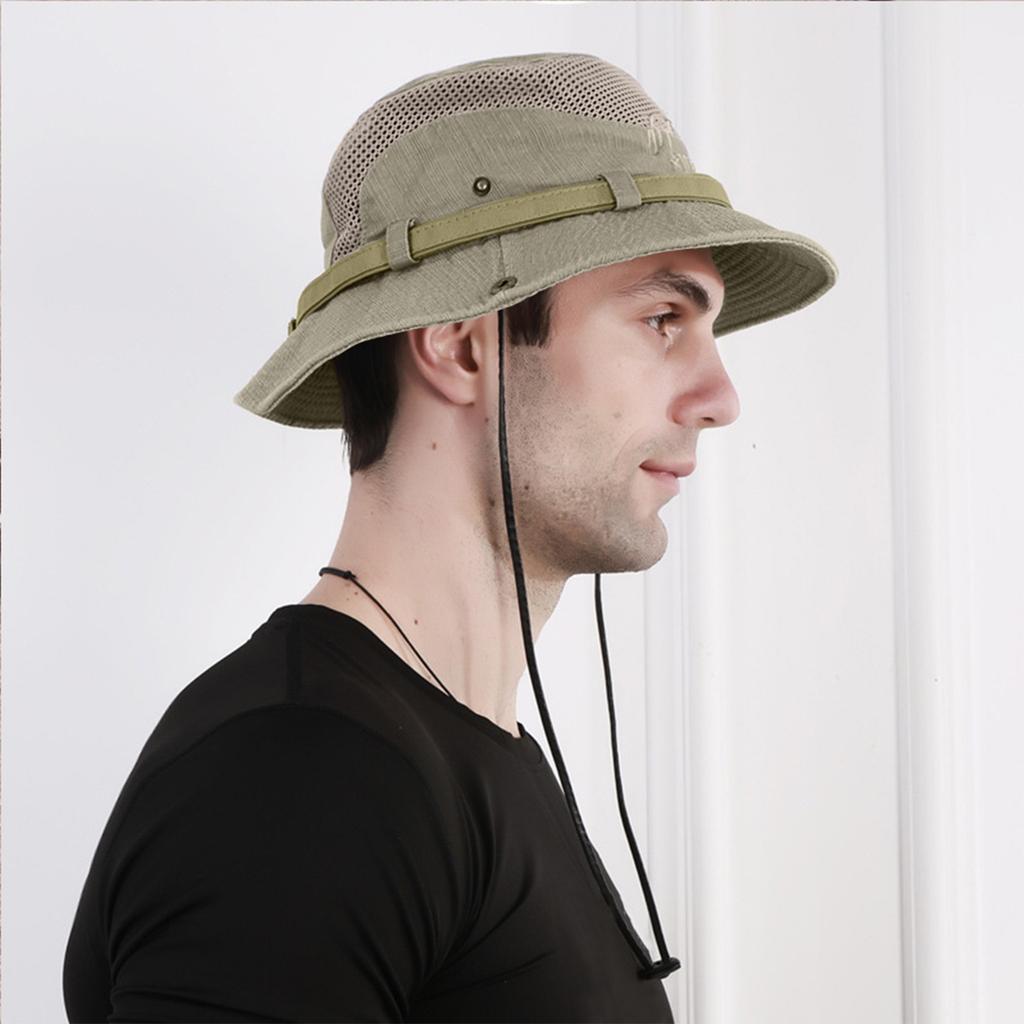 Мужская шляпа-ведро для рыбалки, походная шляпа, уличная шляпа от солнца, хлопковая сетчатая шляпа