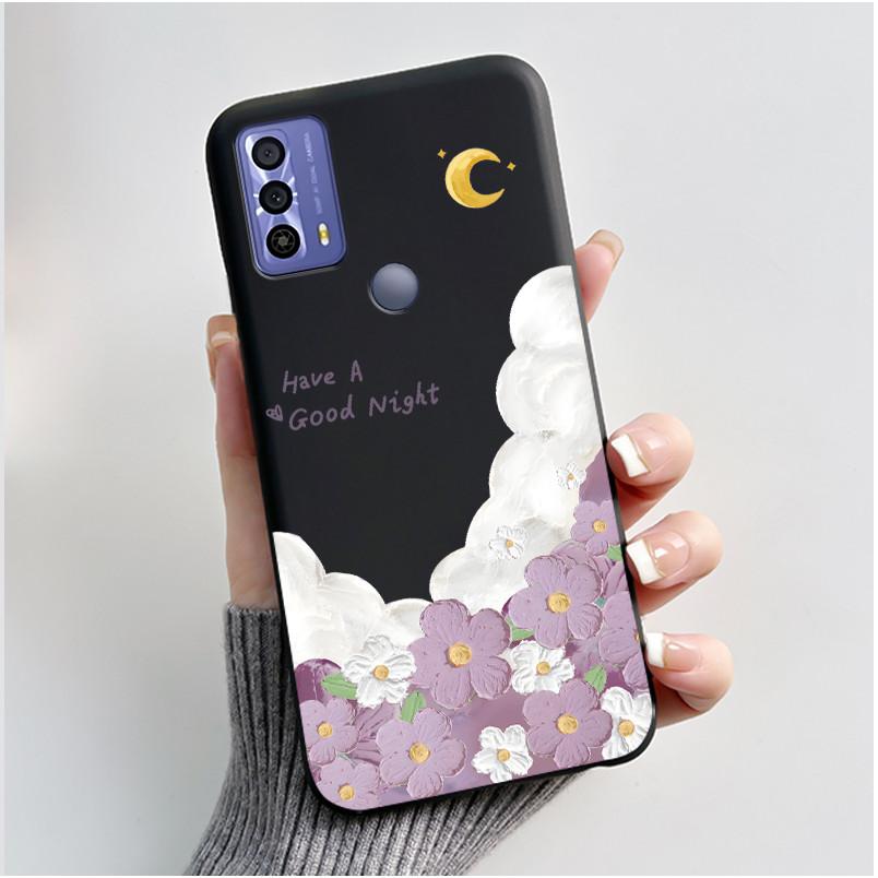 Cute Case For TCL 20B (6159K) Fundas Capa Printing Shell Protective Cover Soft Silicone Coque Cartoon Black Casing
