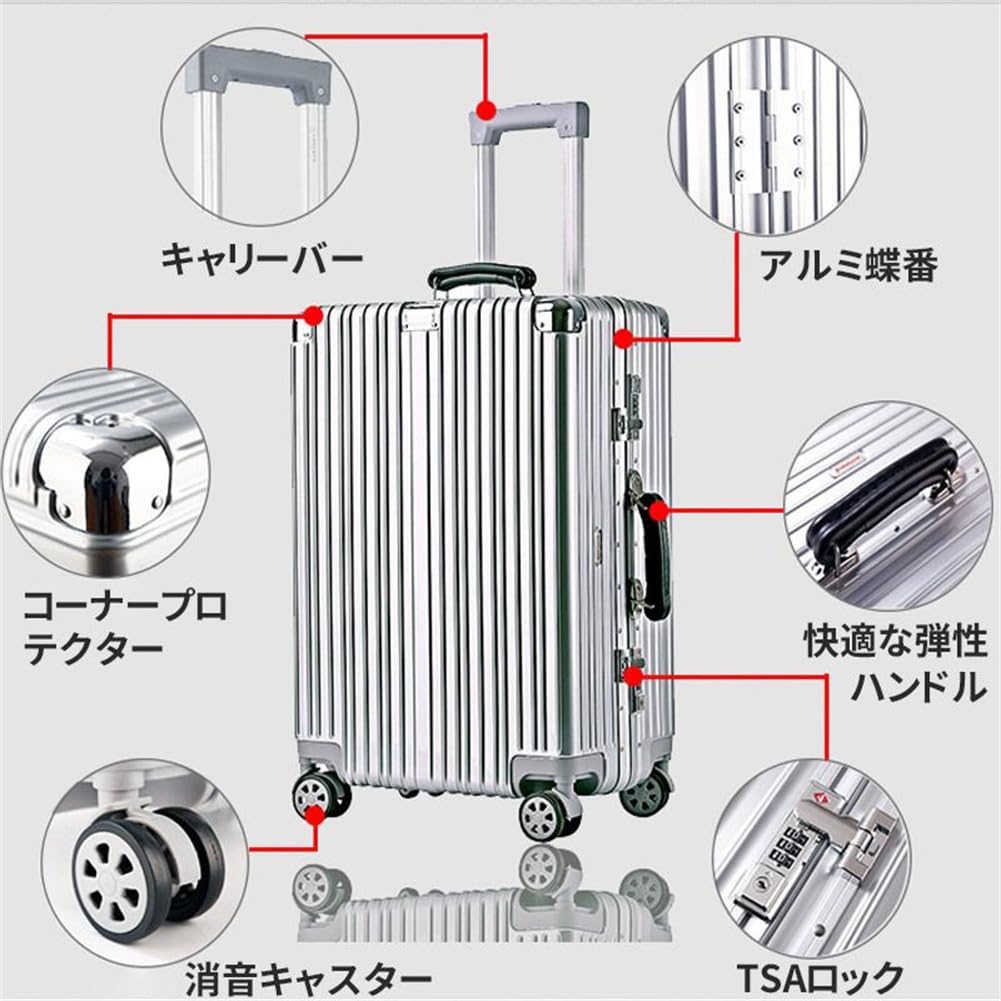 Полностью алюминиевый сплав переноски оснащен TSA алюминиевый сплав корпус 360 градусов бесшумный двойной большой зарубежный бизнес S ночь до 3 серебристый [DINGHANG]