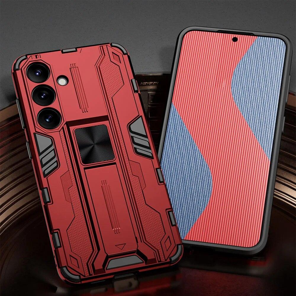 KEYSION Противоударный чехол для Samsung S24 Ultra 5G S24 + Plus, силиконовый + чехол-подставка для телефона из ПК для Galaxy S23 S22 Ultra S21 FE 5G