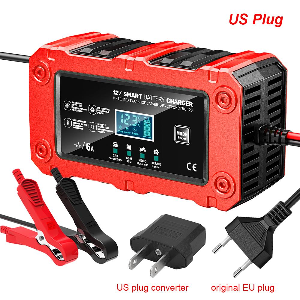 90W RV Supplies Intelligent Battery Chargers 12V 6A Storage Cell Maintance Automobile Battery Tester Car Battery Charger Digital