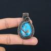 Irani Turquoise 999 Copper Wire Wrapped Pendant, Handmade Gemstone Pendant Jewelry, Gifts For Wife Brand New Pendant
