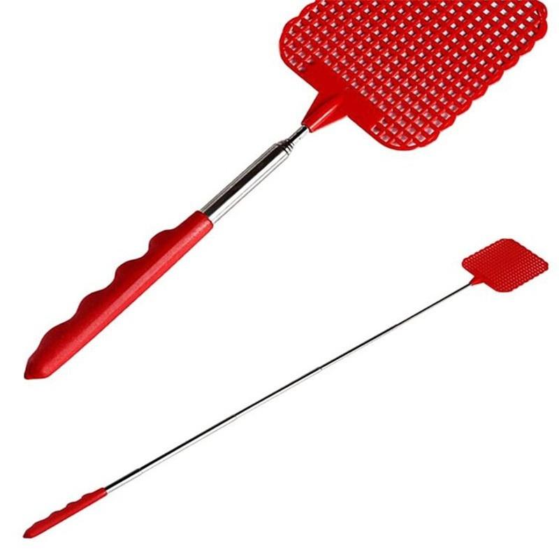 1 Pc Stainless Steel  Telescopic Extendable Plastic Fly Swatter Prevent Pest Mosquito Tools  Random Color