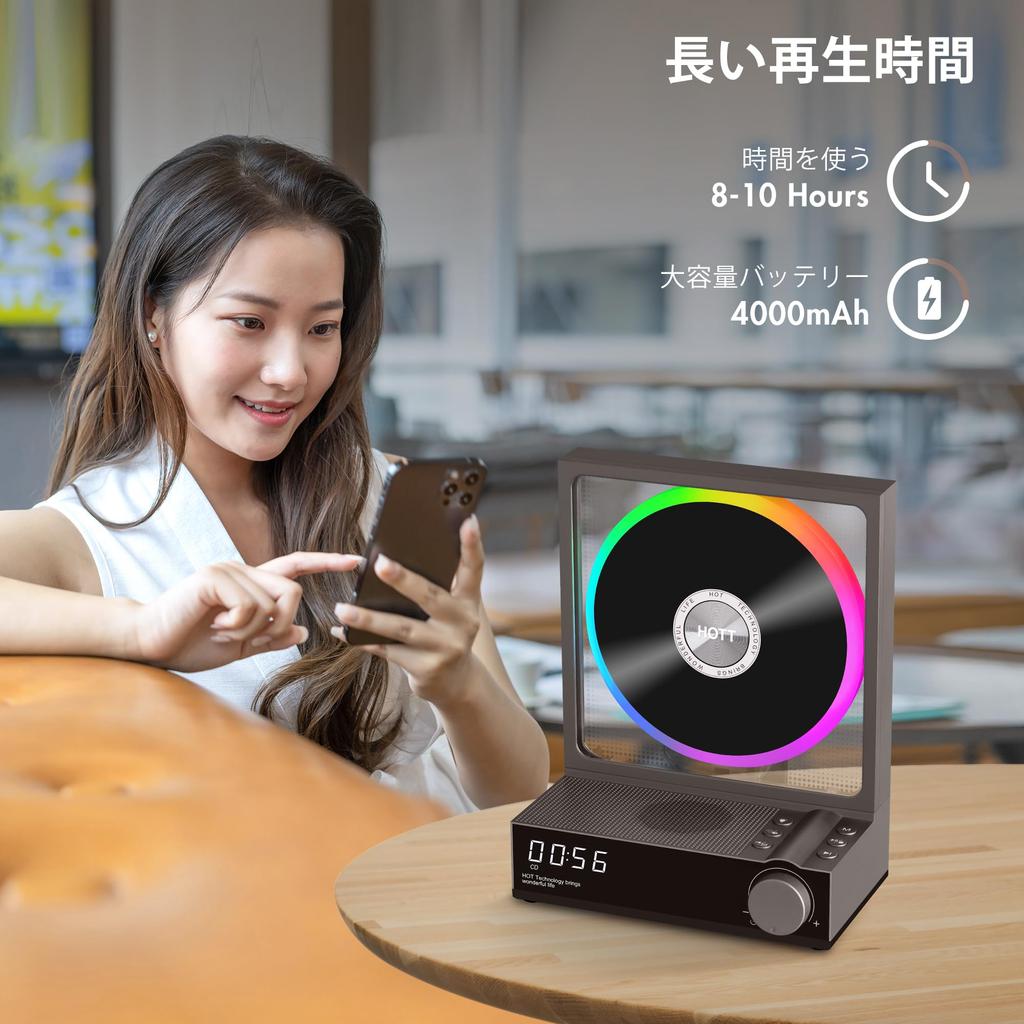 HOTT портативный настольный CD Bluetooth светодиодный цветной CD-плеер с пультом дистанционного управления TF Light небольшой CD-плеер для вечеринок и домашнего использования, 5.3, легкий,