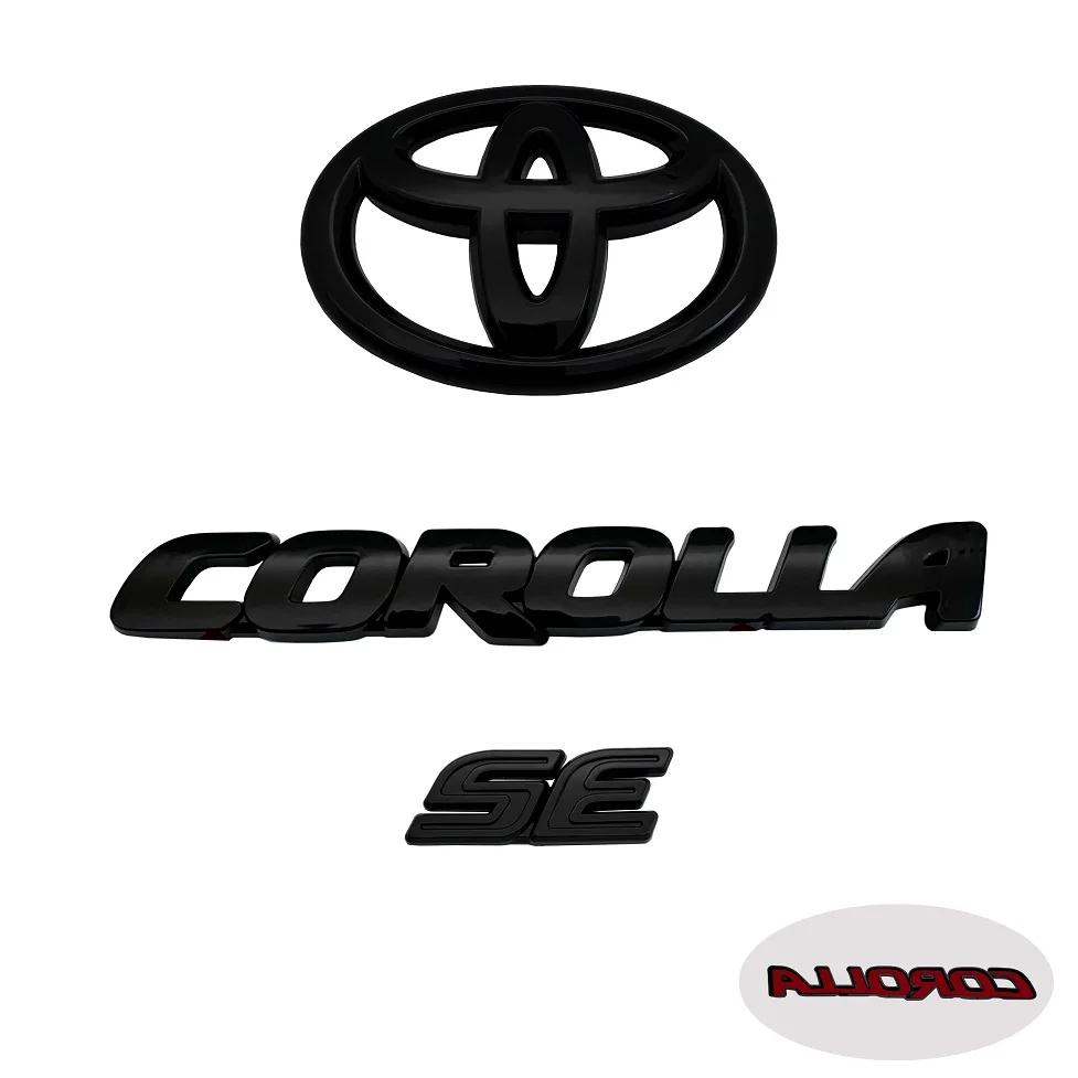 hxqgn9 3PCS ABS car logo Glossy Black Overlay EMBLEM for Toyota COROLLA 2020-2024 SEDAN SE LE PT948 FIT SEDAN ONLY trunk car accessory
