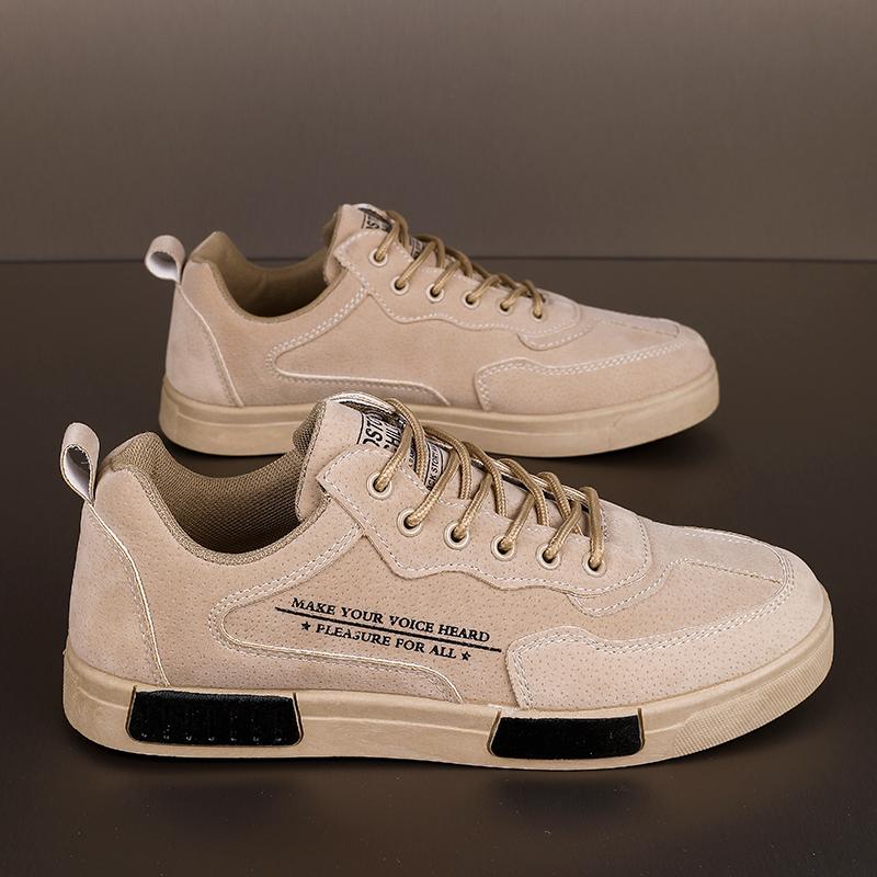 Весенне-осенние мужские замшевые повседневные спортивные туфли дышащие нескользящие на плоской подошве студенческие больших размеров вулканизированные мужские туфли