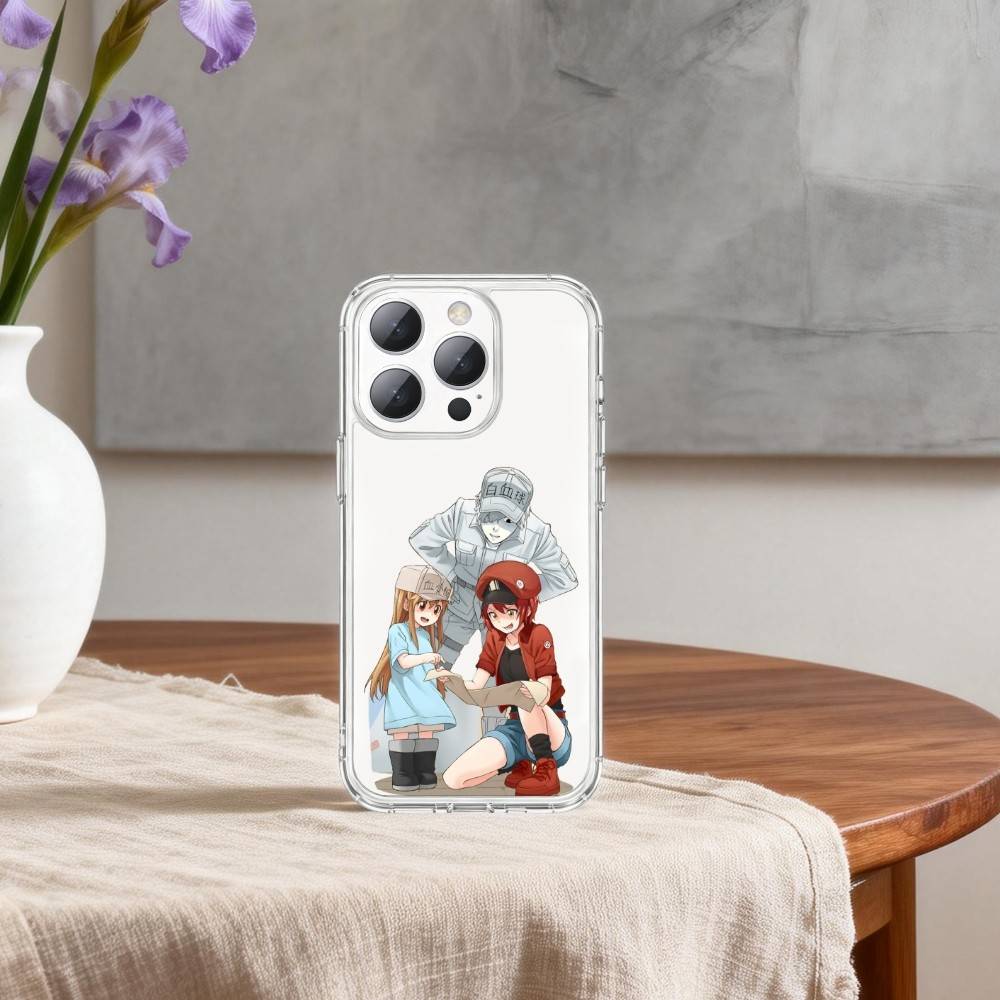 Чехол для телефона с мангой «Клетки за работой» для iPhone 17p, 16, 15, 14, 13 Pro Max, us, Прозрачная крышка из мягкого силикона