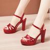 New Women's High Heels Shoes Summer Platform Sandals 2025 Fashion Wedding Party Office High Heels Sandals Ladies Plus Size 32-43