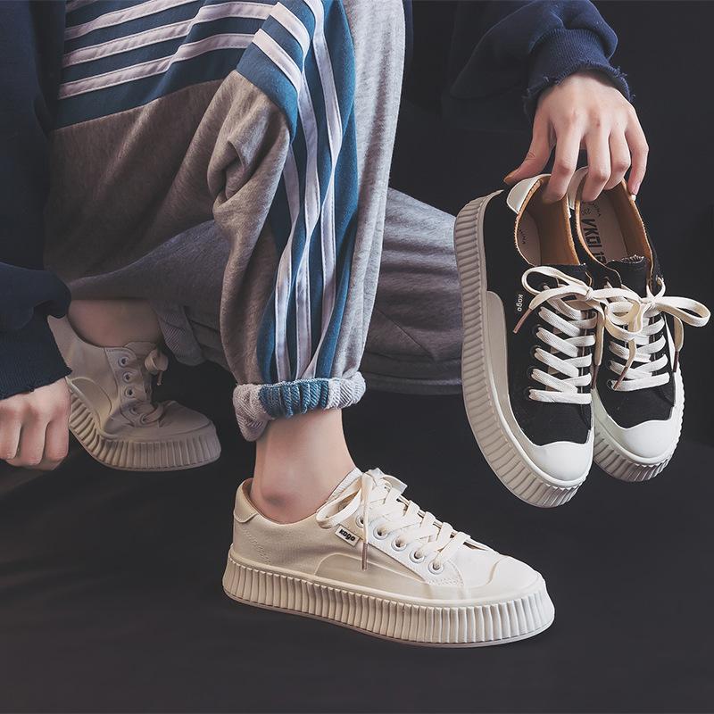 Модные парусиновые туфли женские 2024 весна лето новые спортивные женские повседневные туфли черные парусиновые женские повседневные туфли на платформе кроссовкиsr54