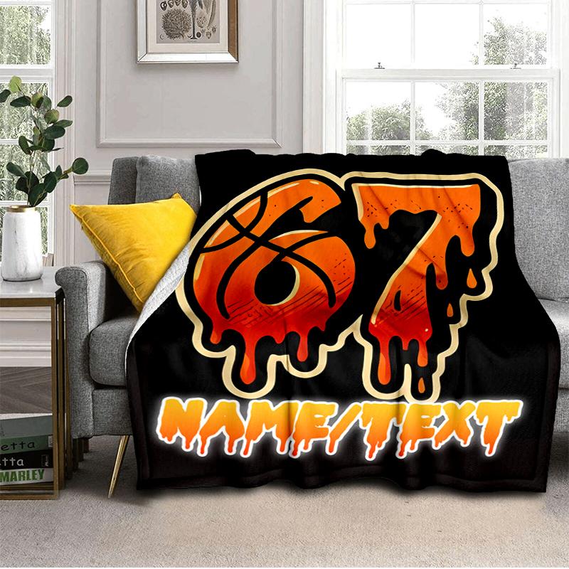 1PC Custom Name "67 Basketball Legend" flannel blanket versatile,all-season throw suitable for the living room,bedroom,camping,travel,and gift