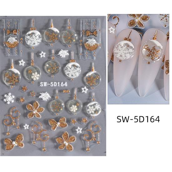 1 Sheet Christmas Nail Art Sticker Waterproof 3D Embossment Santa Claus Snowman Elk