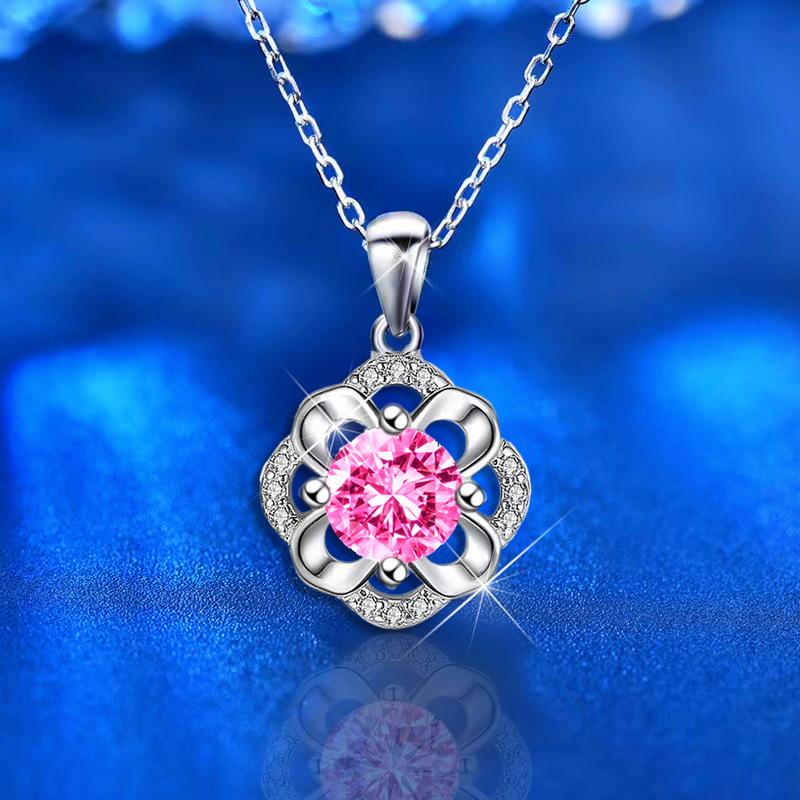 S925 Серебряное классическое ожерелье с клевером и нишей, циркониевый кулон, цепочка на ключицу
