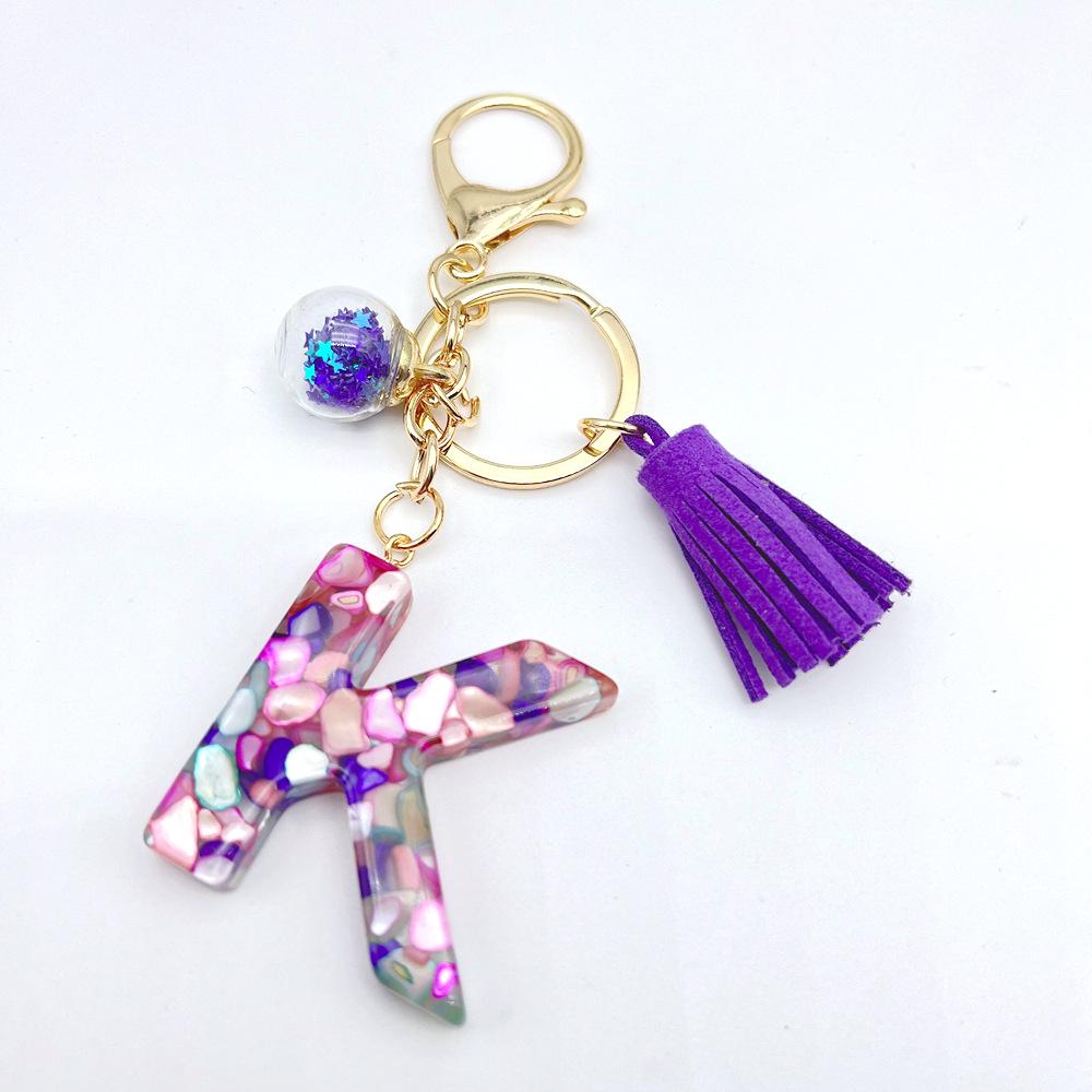 Европейский и американский хит продаж брелок с английскими инициалами и фиолетовой кисточкой