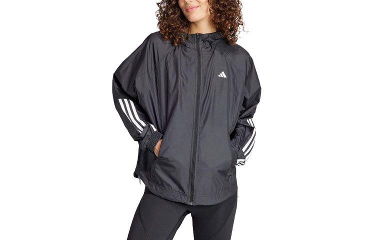 adidas Wind.Rdy Гиперглянцевая полосатая куртка с капюшоном и принтом логотипа IS8036