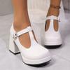 Women Pumps Designer Platform Mary Jane Shoes for Women Fashion Elegant Double Buckle Thick Heel Shoes Party High Heels Shoes