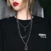 Multilayers Punk Chains Cross Necklace Couple Fashion Street Hip Hop Geometric Metal Pendant Necklaces for Women
