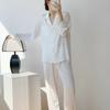 New ice silk pajamas for women, spring, summer, autumn short-sleeve short-sleeve shorts, long pants, high-end wearable loungewear three-piece set