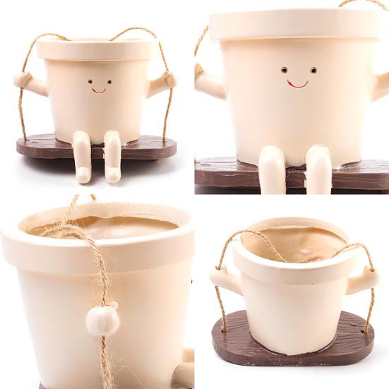 Качающийся лицевой горшок для растений с полимерной головкой, подвесной цветочный горшок с дренажным отверстием для помещений