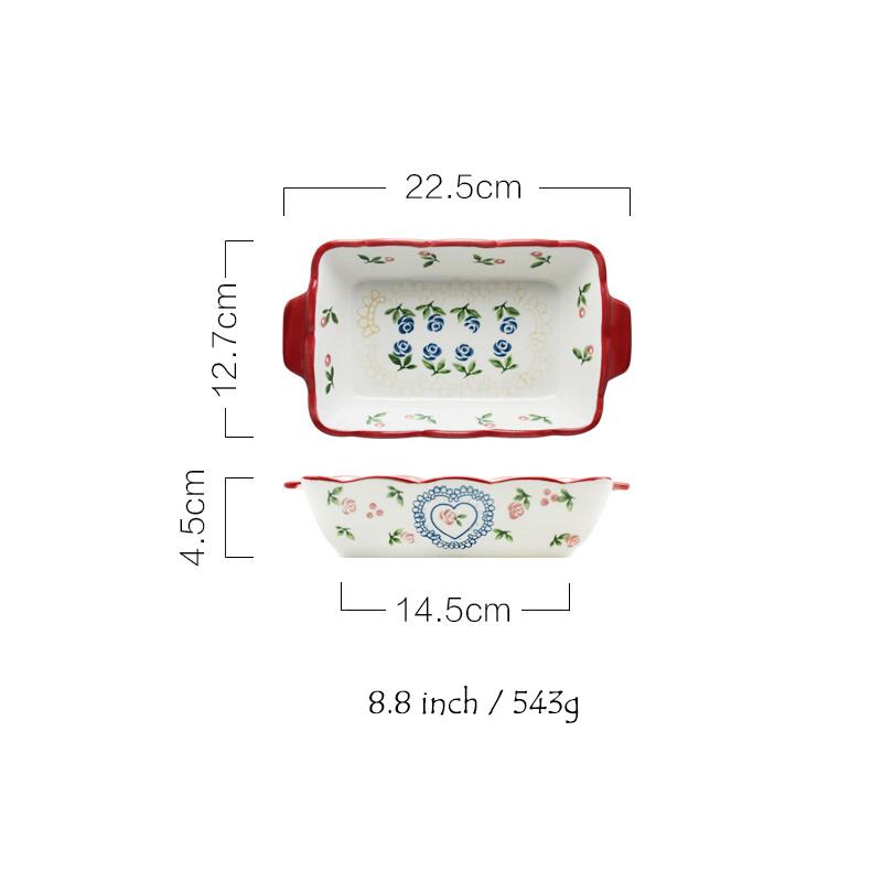 1 шт. Красная вишневая форма для выпечки, керамическая обеденная посуда, европейский стиль, противень, посуда для духовки, обеденная тарелка