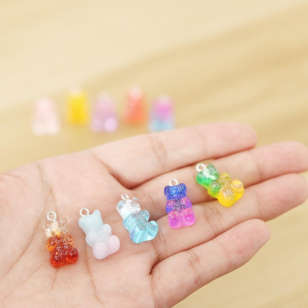 Resin For Earrings Necklace Making Charms DIY Decoration Jewelry Findings Gummy Bear Pendant