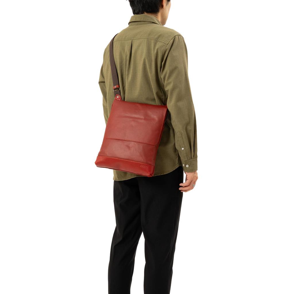 DOUBLES Мужская наплечная сумка, Стильная, Натуральная кожа, Формат A4, JVK-1604, Красный