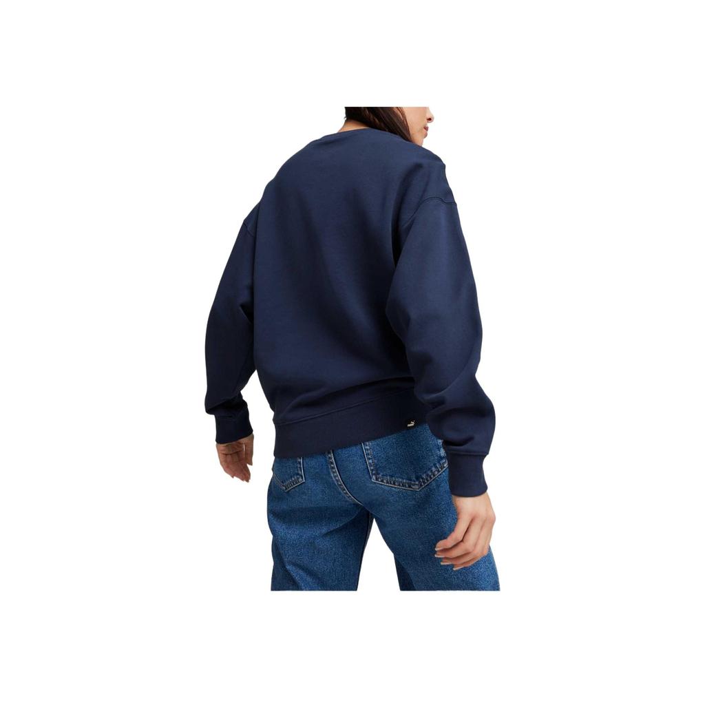 Puma Solid Color Fashion Soft Breathable Comfortable Long Sleeve Drop Shoulder T-Shirt Women Tops Navy-Blue 682159-14