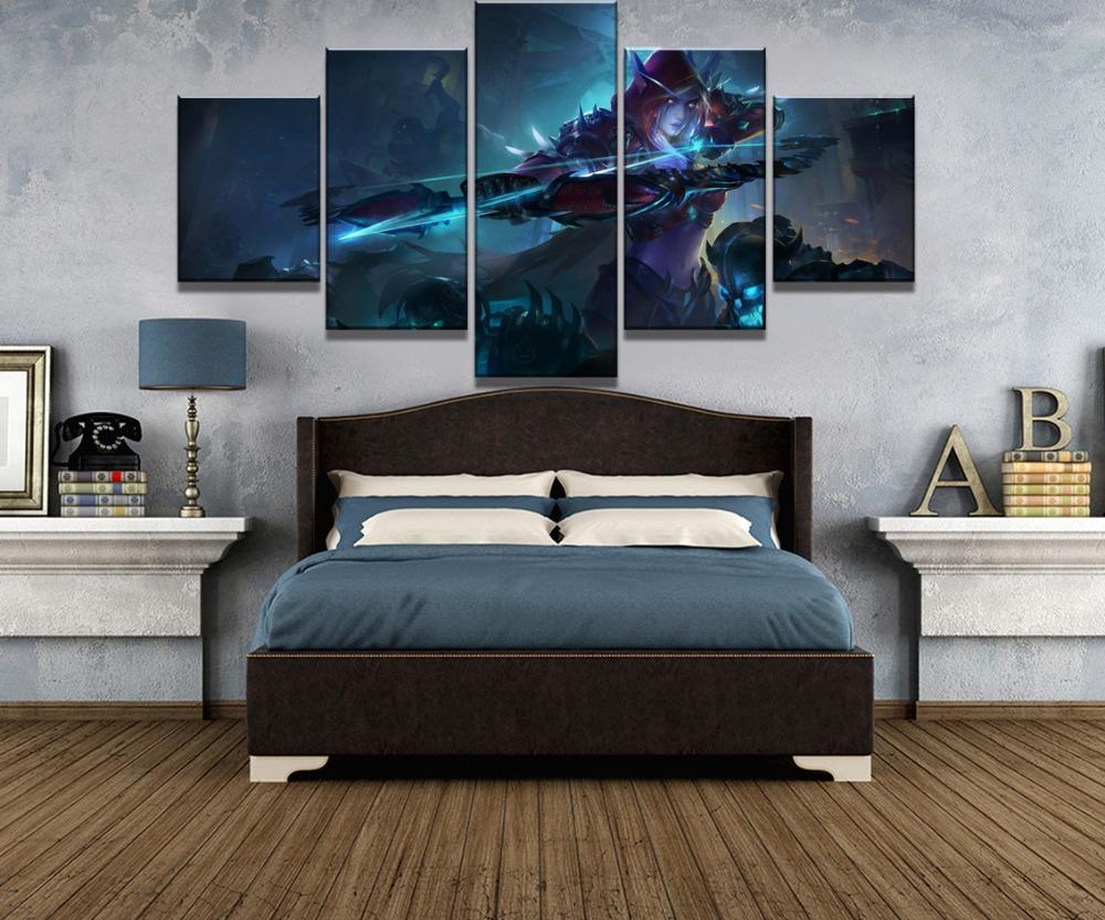 Новые 5 шт. холст искусство Warcraft Сильвана Куадрос Decoracion картины на холсте стены искусства для украшения дома Настенный декор произведения искусства без рамки